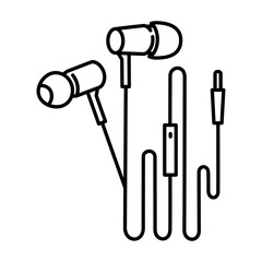 earphone outline illustration. earphone black line illustration