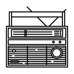 vintage radio outline illustration. old radio black line illustration
