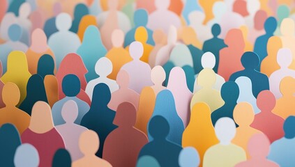 Colorful Paper Cutout Figures Representing a Diverse Crowd