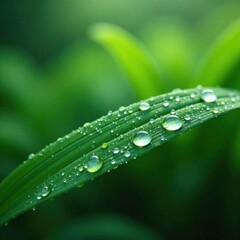 Softly fallen dew drops glisten on emerald blades , nature, landscape