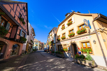 Eguisheim is a medieval village in France’s Alsace wine region, France