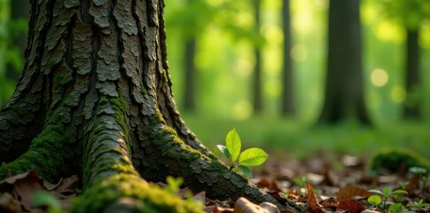 Obraz premium Tree trunk with bark texture in forest environment , natural landscape, bark