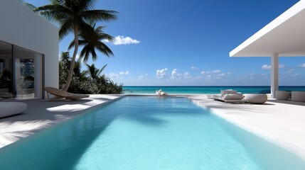 Fototapeta premium Luxurious beachfront villa with a pristine pool
