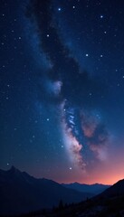 Twinkling starfield on a velvety night sky with distant planetary formations, space, astronomy