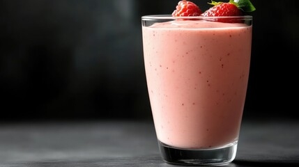 Strawberry smoothie in glass