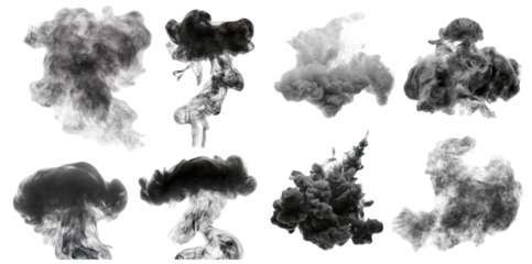 Collection of Black and White Smoke Plumes