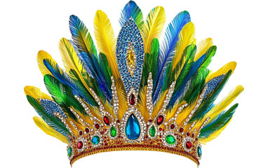 Exquisite Brazilian Carnival Queen Tiara Isolated On Transparent Background.