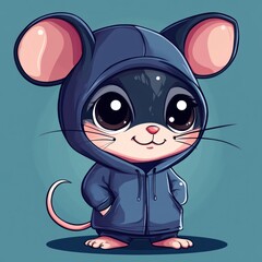 Adorable Mouse in Hoodie: A Cute Cartoon Illustration