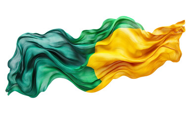 Fototapeta premium Brazilian Flag Waving in Fabric Folds Isolated On Transparent Background.