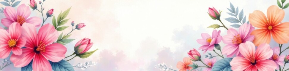 Watercolor Floral Background with Pastel Colors, business card templates, floral patterns