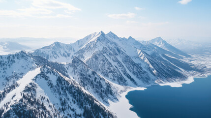 Winter adventure peaks rocky mountains aerial photography snow-capped terrain serene viewpoint natural beauty unveiled