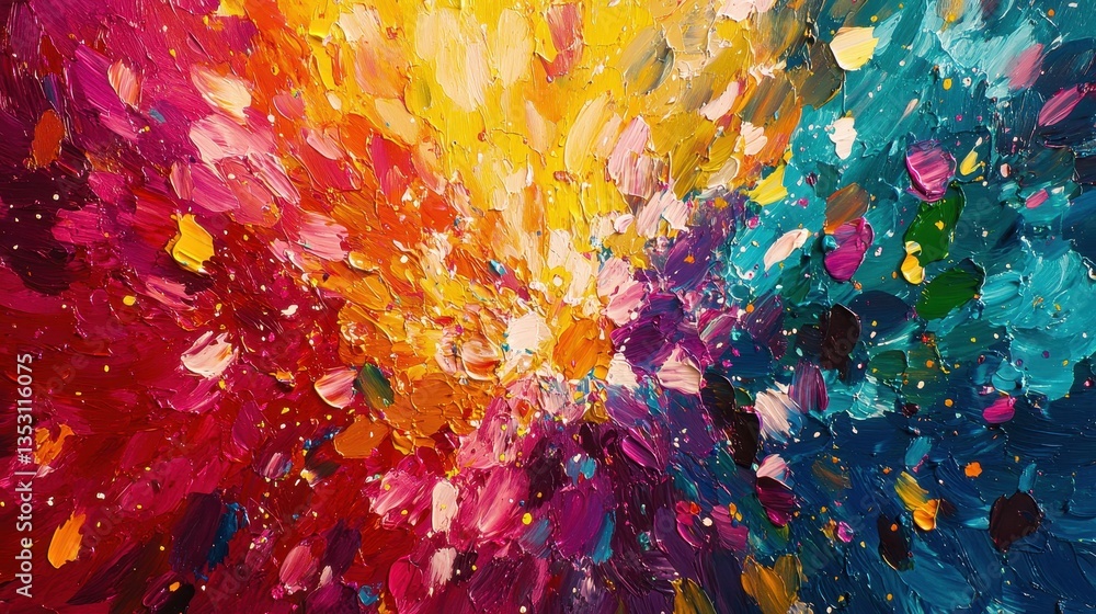 Poster colorful heart patterns in vibrant abstract design create a romantic atmosphere in a lively art piec