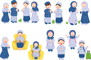 illustration of people during Eid