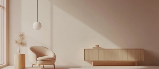 Minimalist Interior Room Featuring Modern Furniture and Soft Light