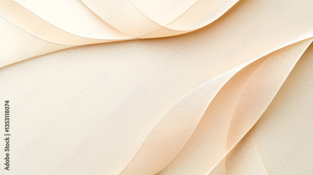 Poster soft, flowing paper waves in neutral tones create a serene backdrop for design and creativity