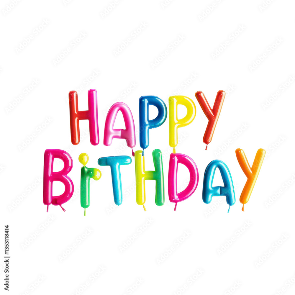 Fototapete vibrant happy birthday lettering with a cheerful gradient design isolated on a transparent backgroun