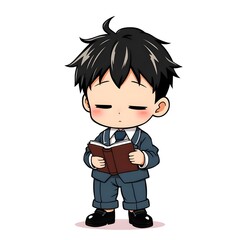 cute chibi school kids.adorable school children illustration.
cartoon students reading books.happy children in school uniform.education cartoon characters
