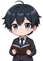cute chibi school kids.adorable school children illustration.
cartoon students reading books.happy children in school uniform.education cartoon characters
