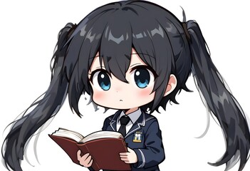 cute chibi school kids.adorable school children illustration.
cartoon students reading books.happy children in school uniform.education cartoon characters
