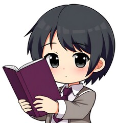 cute chibi school kids.adorable school children illustration.
cartoon students reading books.happy children in school uniform.education cartoon characters
