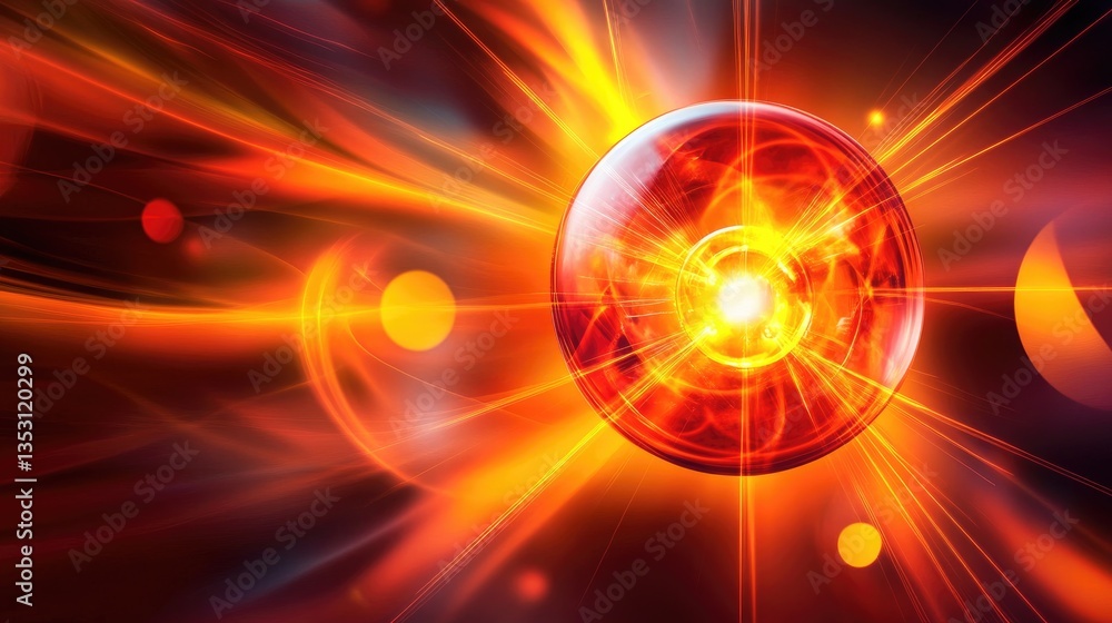 Poster a d visualization of a photon particle traveling through space, representing quantum light energy.