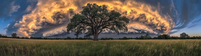 Obraz premium Dramatic Sunset Over Field.