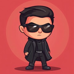 Cool Stylish Cartoon Character in Black Attire