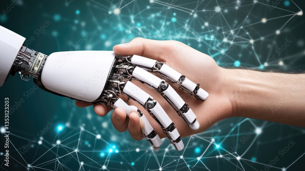 Poster a cybernetic network where ai-powered hyperautomation seamlessly connects with iot and smart technol