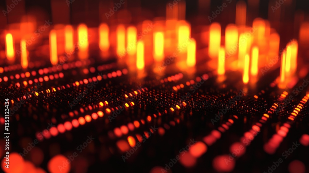 Poster a detailed d render of audio frequencies forming soundwave patterns in a digital space.