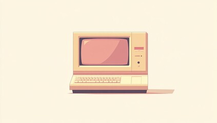 Retro Beige Pixel Art Computer Illustration
