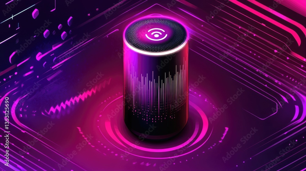 Poster a futuristic concept of an ai-powered voice assistant analyzing sound patterns.