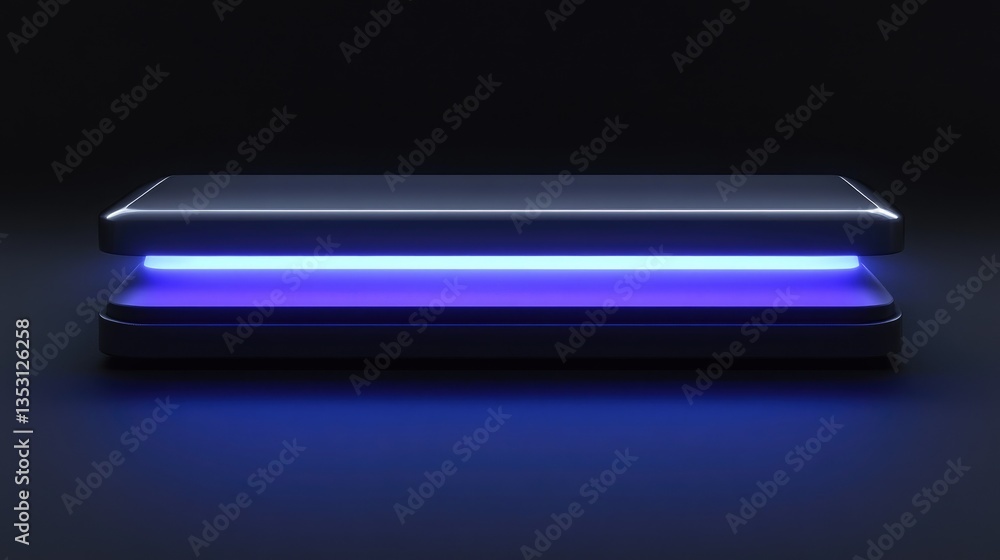 Poster a futuristic holographic display projecting floating data in a glowing blue light.