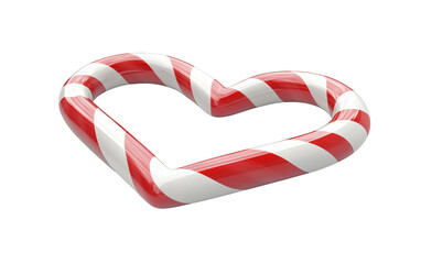 Obraz premium Classic Peppermint Candy Cane Heart for the Holidays Isolated On Transparent Background.