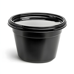 Black Matte Food Container with Transparent Lid on White Background Ideal for Meal Prep Storage or Takeout Convenience in Kitchen Use