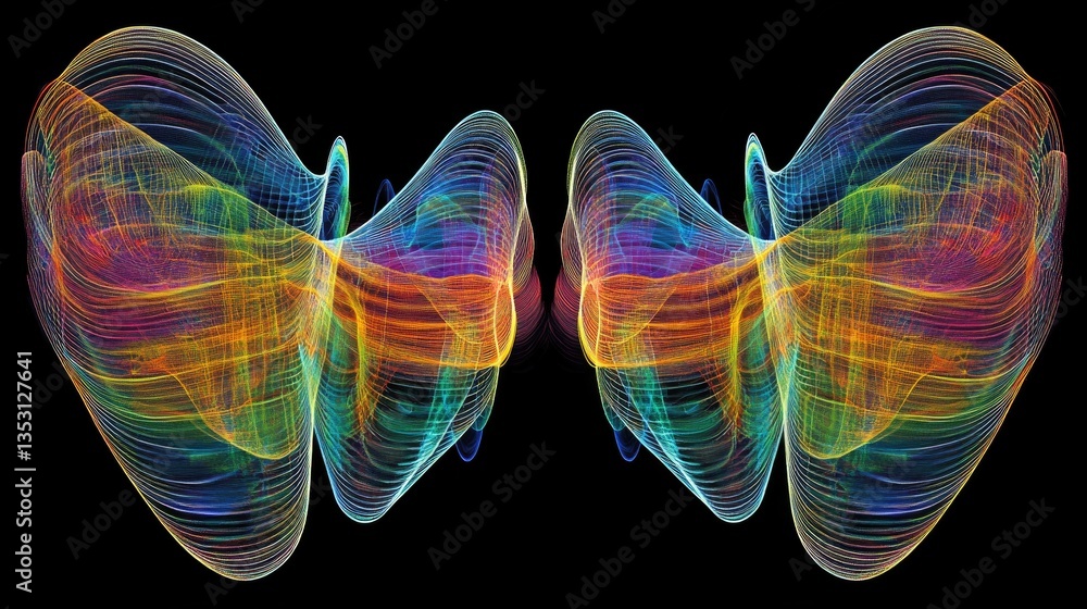 Aufkleber a futuristic holographic representation of sound waves transmitting through a digital interface.
