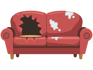Damaged sofa for interior design��