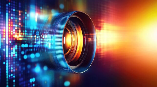 A high-tech infrared camera lens capturing invisible light energy in a heat map.