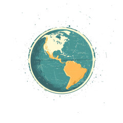 Vintage-style Earth map illustration isolated on transparent background