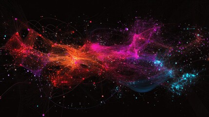 A neural network visualization seamlessly integrating with hyperautomation software for enterprise efficiency.