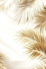 Golden Palm Fronds Overlapping Against A White Background