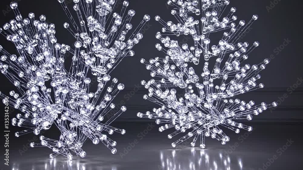 Poster dynamic transformation of abstract light sculpture with moving reflections