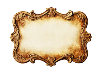 Ornate vintage gold nameplate with decorative border isolated on transparent background