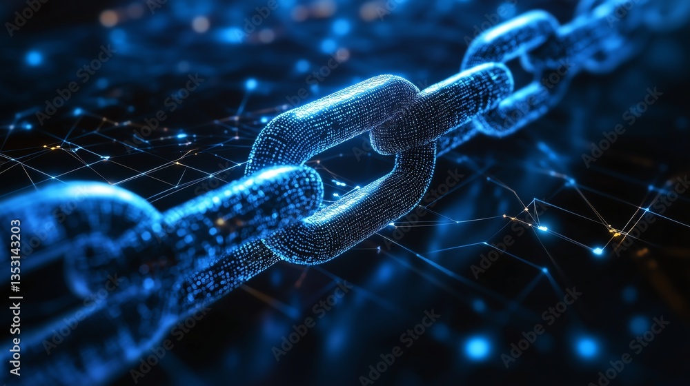 Poster blockchain network security: minimalistic digital privacy and business management concept with clean