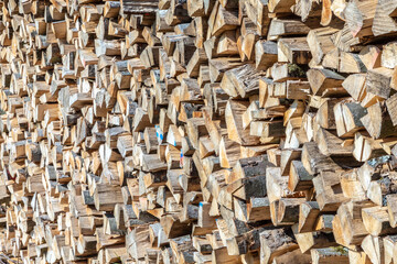  firewood in a pile for furnace kindling