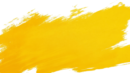 Bright Yellow Paint Stroke with Rough Texture. Isolated on a Transparent Background