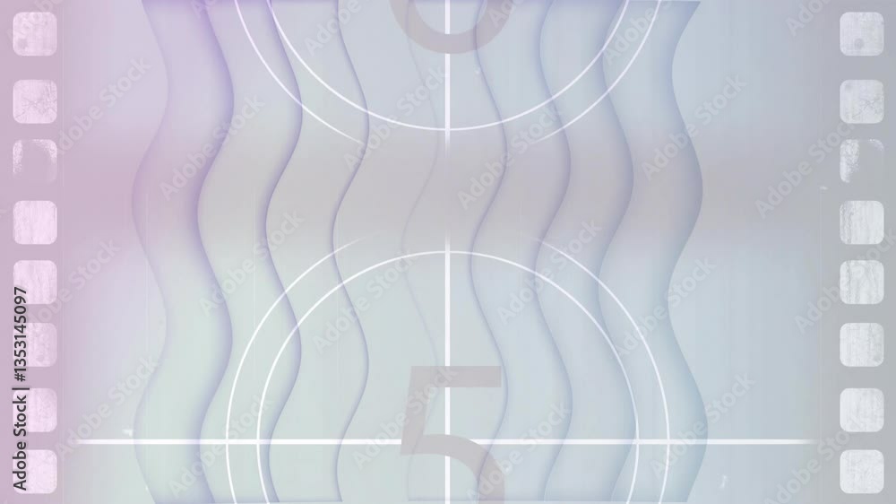 Poster animation countdown with number five over abstract wavy background in school setting