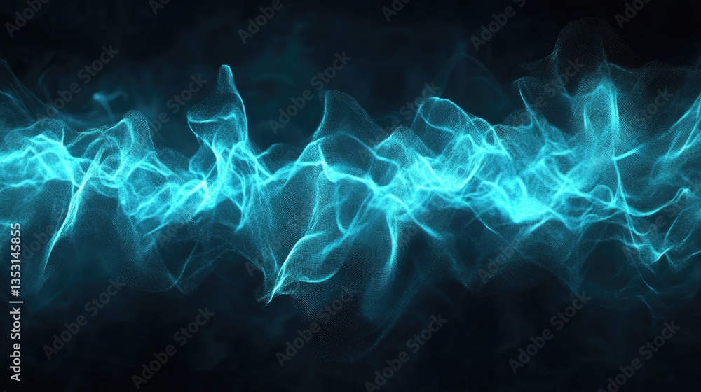 Poster a waveform animation illustrating different frequencies of sound energy in motion.