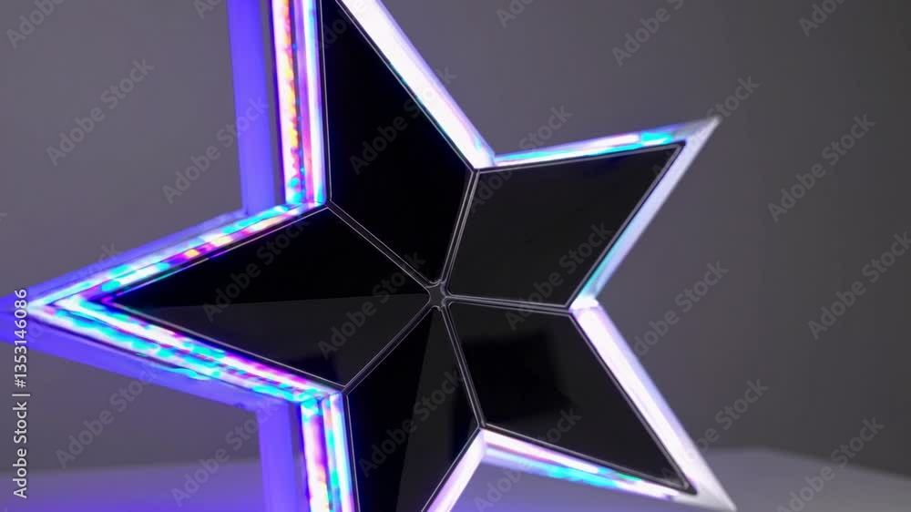 Poster rotating led star display with colorful lights and reflective surface