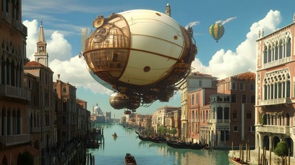 Professional 3D video animation of a large spherical steampunk-style object