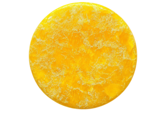 Bright Yellow Paint Circle with Rough and Thick Brushstrokes. Isolated on a Transparent Background